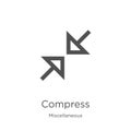 compress icon vector from miscellaneous collection. Thin line compress outline icon vector illustration. Outline, thin line