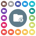 Compressed directory flat white icons on round color backgrounds