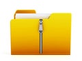 Compressed folder icon isolated on white background. 3D illustration