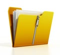 Compressed folder icon isolated on white background. 3D illustration