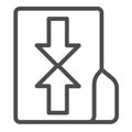 Compressed folder line icon, windows pack concept. Vector graphics. Folder with two arrows inside, archived files sign