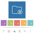 Compressed folder outline flat white icons in square backgrounds