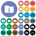 Compressed folder round flat multi colored icons