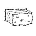 Compressed hay bale line outline symbol. vector illustration