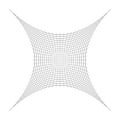 Compressed, squeeze, squish distortion on grid, mesh. concave 4-point star-like shape made of array, lattice of curved, arc lines