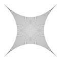 Compressed, squeeze, squish distortion on grid, mesh. concave 4-point star-like shape made of array, lattice of curved, arc lines