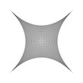 Compressed, squeeze, squish distortion on grid, mesh. concave 4-point star-like shape made of array, lattice of curved, arc lines