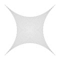 Compressed, squeeze, squish distortion on grid, mesh. concave 4-point star-like shape made of array, lattice of curved, arc lines