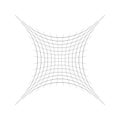 Compressed, squeeze, squish distortion on grid, mesh. concave 4-point star-like shape made of array, lattice of curved, arc lines
