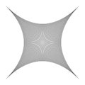 Compressed, squeeze, squish distortion on grid, mesh. concave 4-point star-like shape made of array, lattice of curved, arc lines