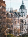 Compressed view of typical of buildings and roofs of Madrid in autumn Royalty Free Stock Photo