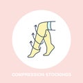 Compression stockings icon, line logo. Flat colored vector sign for surgery rehabilitation equipment shop