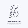 Compression stockings icon, line logo. Flat sign for surgery rehabilitation equipment shop Royalty Free Stock Photo
