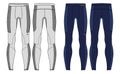 Compression Tights Pants design vector template, Base layer Performance bottom concept with front and back view for running,