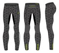 Compression Tights Pants design vector template, Base layer Performance bottom concept with front and back view for running,