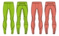 Compression Tights Pants design vector template, Base layer Performance bottom concept with front and back view for running,