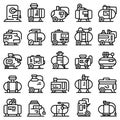 Compressor icons set, outline style