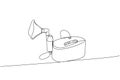 Compressor inhaler, nebulizer, medical supplies, equipment one line art. Continuous line drawing of medication, clinical