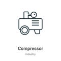 Compressor outline vector icon. Thin line black compressor icon, flat vector simple element illustration from editable industry Royalty Free Stock Photo