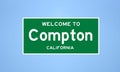 Compton, California city limit sign. Town sign from the USA.