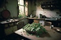 Compulsive Hoarding Syndrom - messy kitchen with pile of dirty dishes. Neural network AI generated Royalty Free Stock Photo