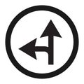 Compulsory ahead or left sign line icon