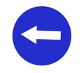 Compulsory turn left traffic sign with white background.