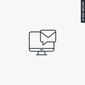 Compute notification mail, linear style sign for mobile concept and web design