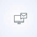 Compute notification mail, vector best gray line icon