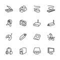 Computer accessories line icon set collection