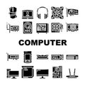 Computer Accessories And Parts Icons Set Vector Royalty Free Stock Photo