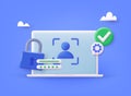 Computer and account login and password form page on screen. Sign in to account, user authorization, login authentication page