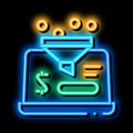 computer account replenishment neon glow icon illustration