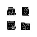 Computer activity monitoring black glyph icons set on white space
