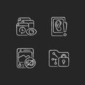 Computer activity monitoring chalk white icons set on dark background Royalty Free Stock Photo