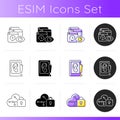 Computer activity monitoring icons set