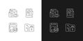 Computer activity monitoring linear icons set for dark and light mode
