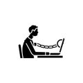 Computer addiction olor line icon. Computer-induced medical problem. Pictogram for web page, mobile app, promo.