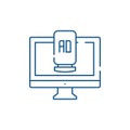 Computer advertising line icon concept. Computer advertising flat  vector symbol, sign, outline illustration. Royalty Free Stock Photo