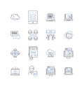 Computer age line icons collection. Technology, Digital, Internet, Innovation, Coding, Automation, Cybersecurity vector