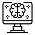 Computer ai brain icon, outline style Royalty Free Stock Photo