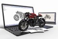 Computer aided design with 3D software.motorcycle development with the help of a computer software Royalty Free Stock Photo