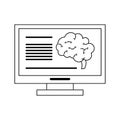 Computer analizing human brain artificial intelligence in black and white Royalty Free Stock Photo