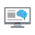 Computer analizing human brain artificial intelligence Vector illustration