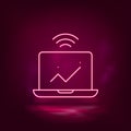 Computer, analytics, smart neon icon - vector. Artificial intelligence. Royalty Free Stock Photo