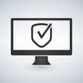 Computer Approve checkmark in the shield Icon, illustration.