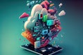 Computer Apps and Cloud Conceptual Illustration design