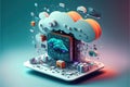 Computer Apps and Cloud native Technologies Conceptual Illustration Royalty Free Stock Photo