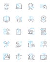 Computer art linear icons set. Pixelated, Fractal, Interactive, Abstract, Digital, D, Animated line vector and concept