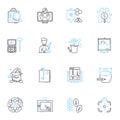 Computer art linear icons set. Pixelated, Fractal, Interactive, Abstract, Digital, D, Animated line vector and concept